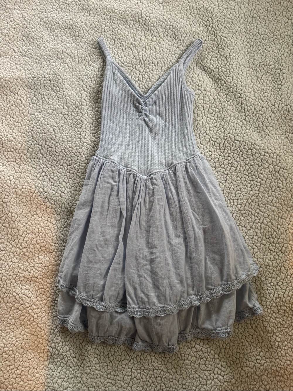 aerie Light Blue Ribbed Bodice Tiered Sundress